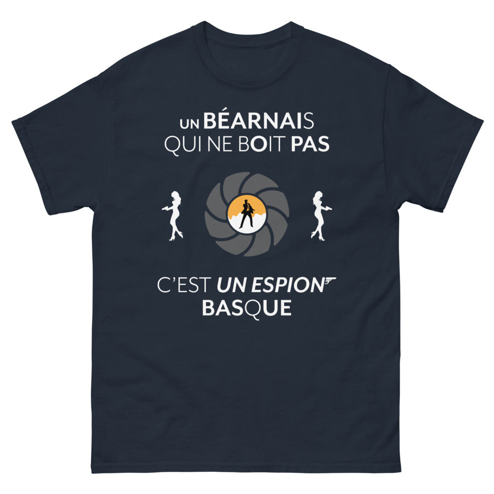 T-shirt Béarnais Basque marine - Un Béarnais qui ne boit pas