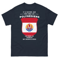 Thumbnail for T-shirt Polynésiens marine - Le Huitième Jour, Dieu créa les Polynésiens