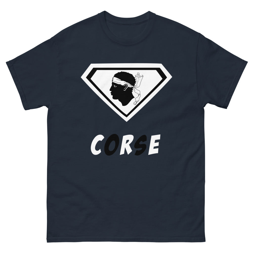 T-shirt Corse bleu marine face - design sombre et élégant