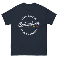 Thumbnail for T-shirt Colombien bleu marine - têtu râleur et je t'emmerde