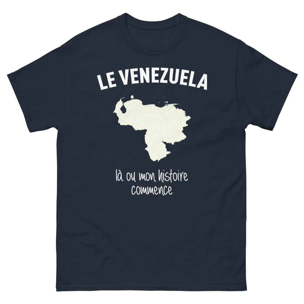 T-shirt Venezuela bleu marine - là où mon histoire commence