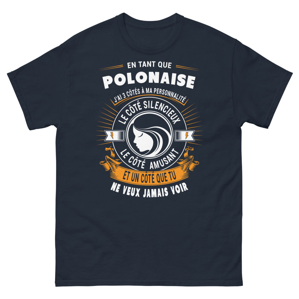 T-shirt Polonaise marine - silencieux, amusant et audacieux