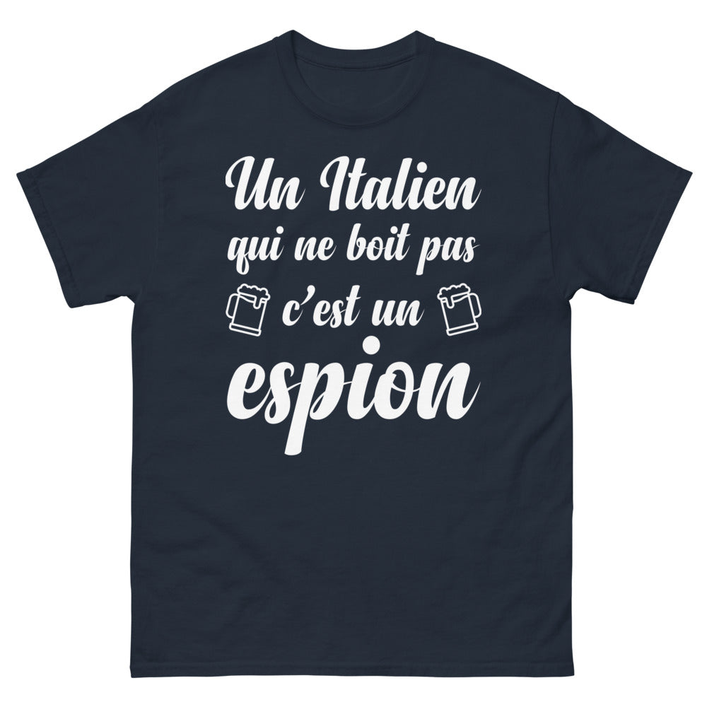T-shirt Italie marine - Un Italien qui ne boit pas, c'est un espion