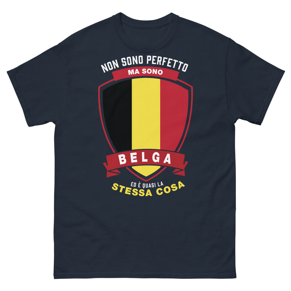 T-shirt Belge marine face - Non Sono Perfetto Ma Sono Belga