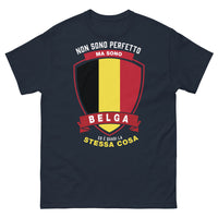 Thumbnail for T-shirt Belge marine face - Non Sono Perfetto Ma Sono Belga