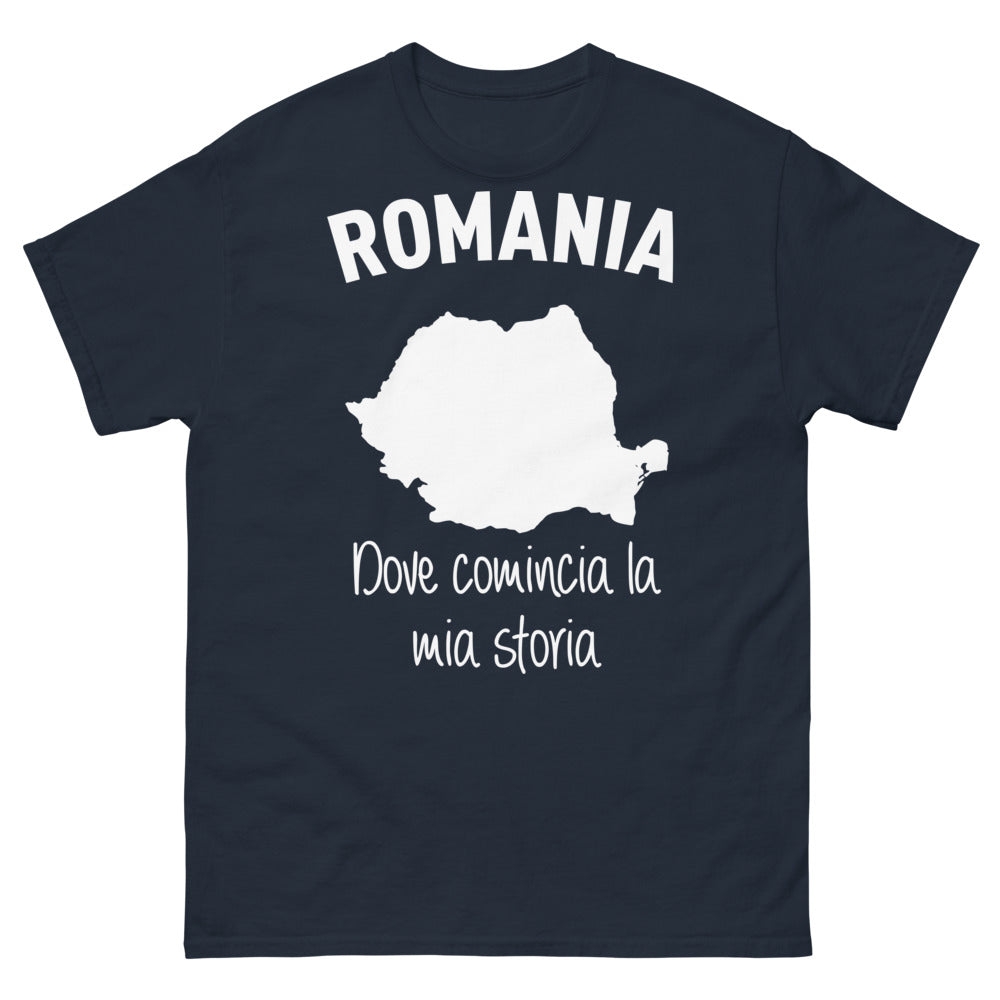 T-Shirt Romania Blu Navy - Dove comincia la mia storia