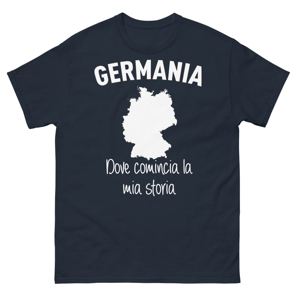 T-Shirt Germania blu fronte - dove comincia la mia storia