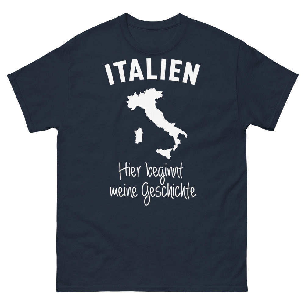 T-Shirt Italien marineblau - Hier beginnt meine Geschichte