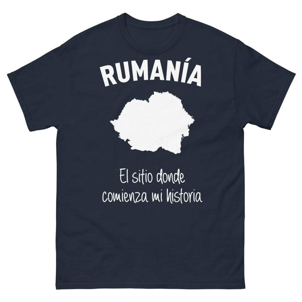 T-shirt Roumanie bleu marine - Rumania, el lugar donde comienza mi historia