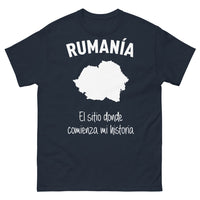 Thumbnail for T-shirt Roumanie bleu marine - Rumania, el lugar donde comienza mi historia