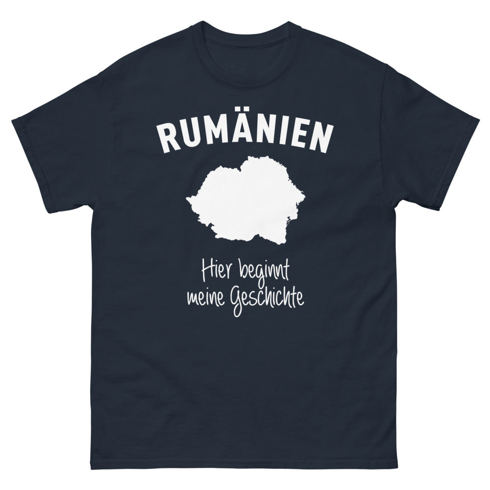 T-shirt Rumänien bleu marine face - Hier beginnt meine Geschichte in Rumänien