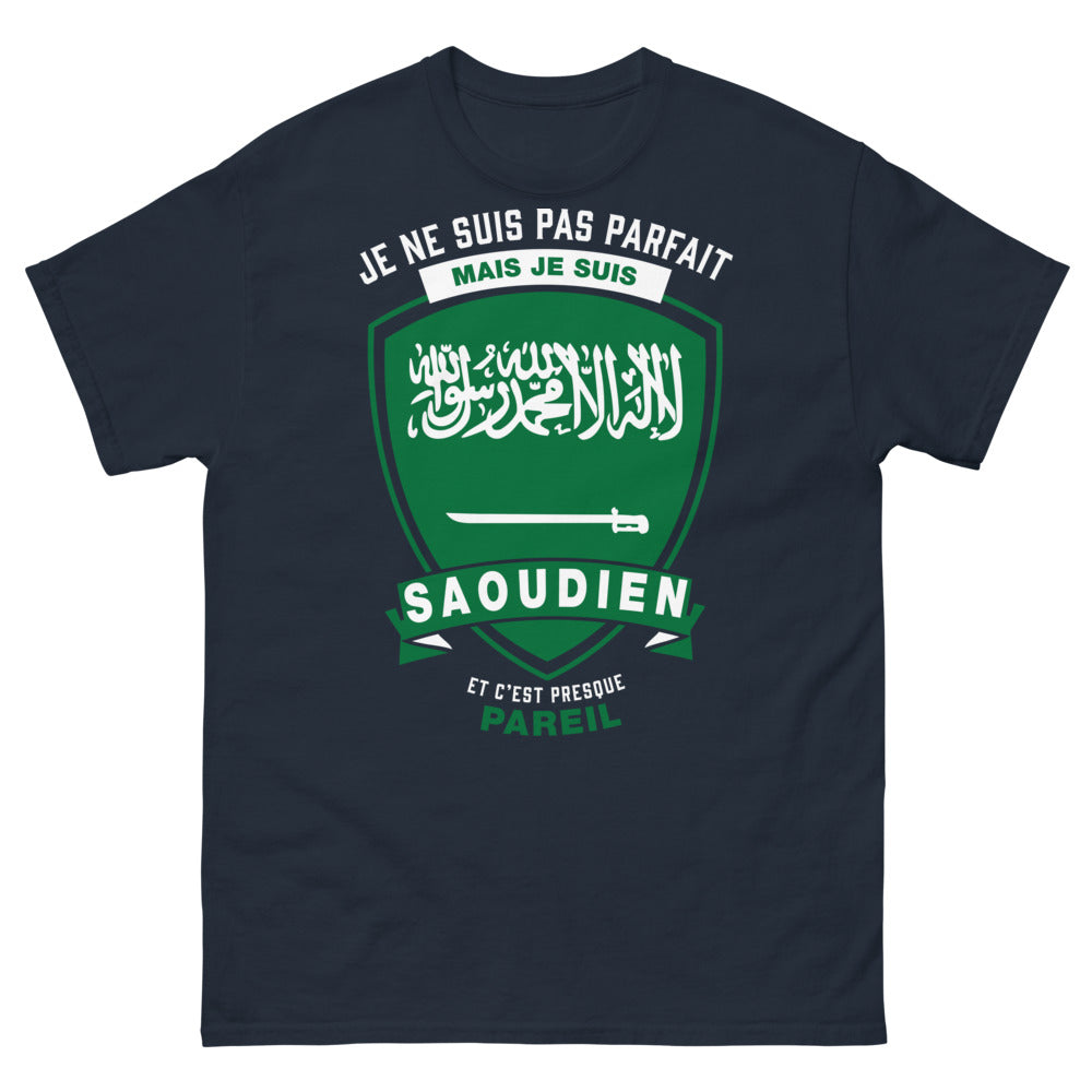 T-shirt Saoudien marine - Je ne suis pas parfait mais je suis Saoudien