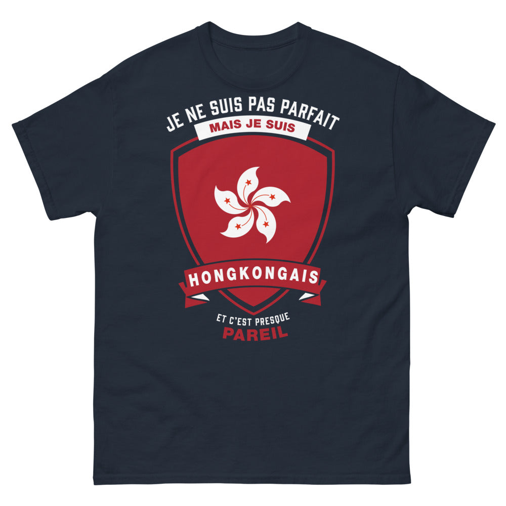 T-shirt Hongkongais marine - je ne suis pas parfait mais je suis hongkongais