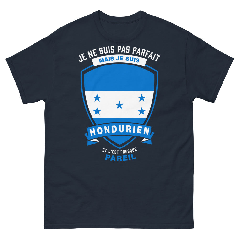 T-shirt Hondurien noir dos - Je ne suis pas parfait mais je suis Hondurien et c'est presque pareil