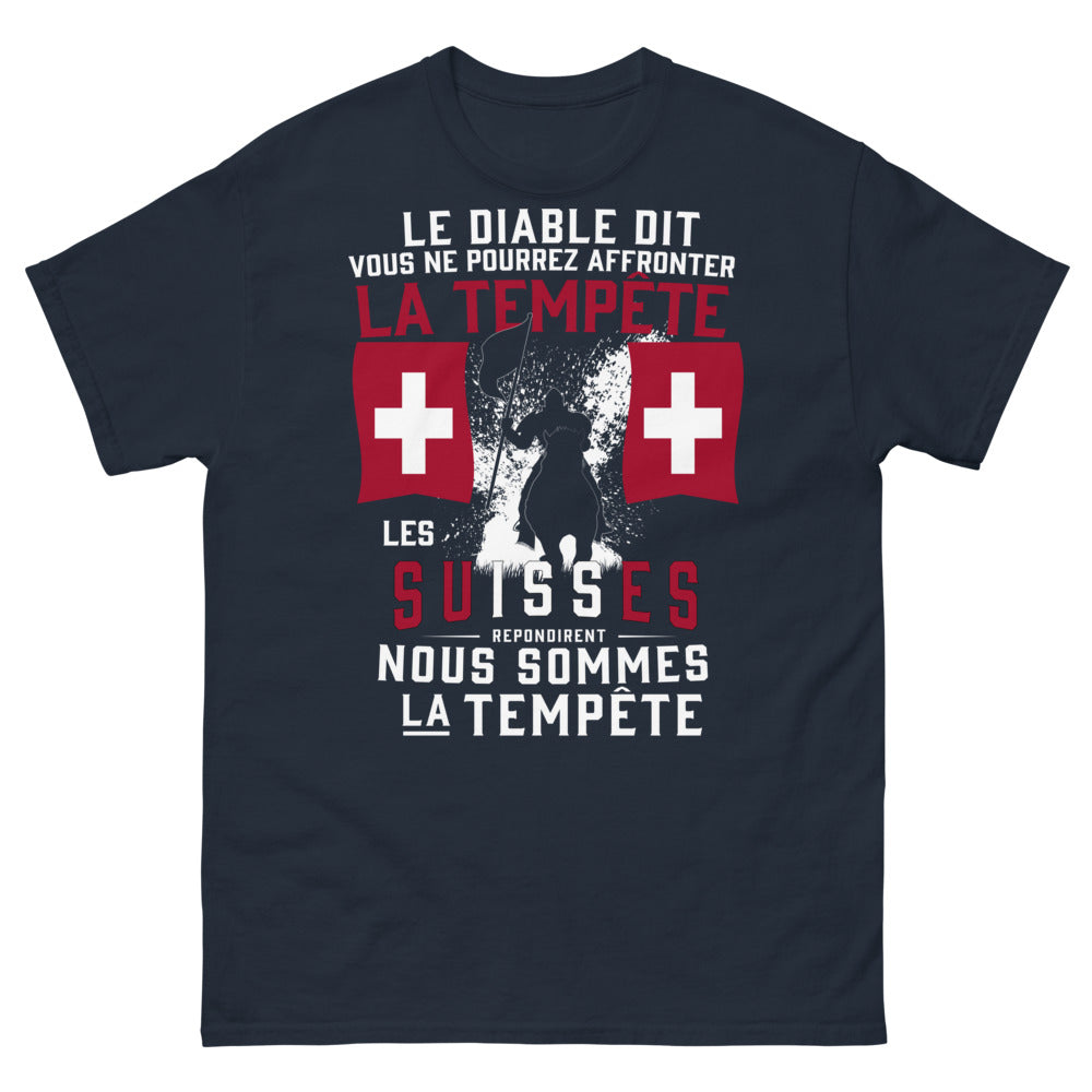 T-shirt Suisse bleu marine - tempête alpine