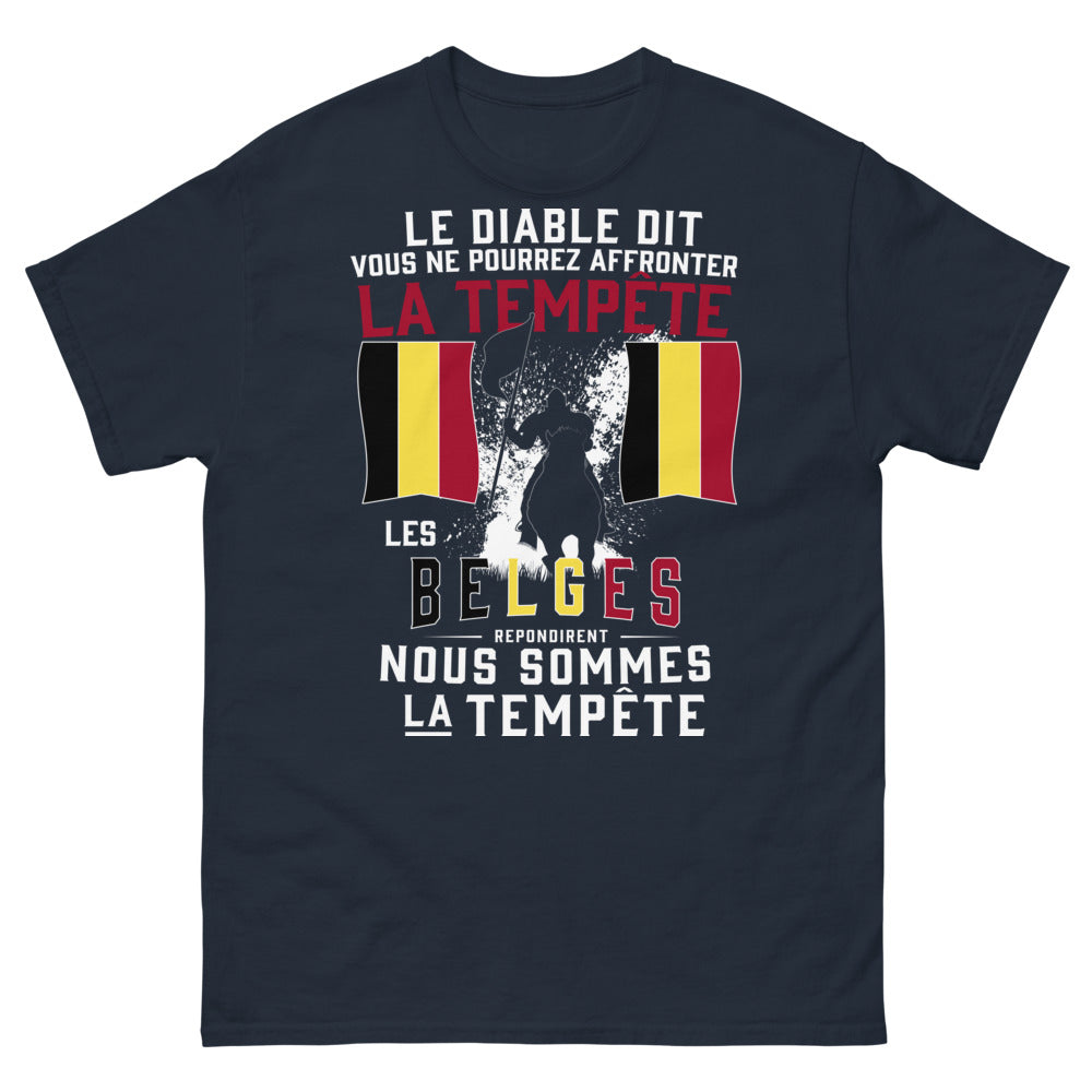 T-shirt Belgique marine - tempête et humour belge