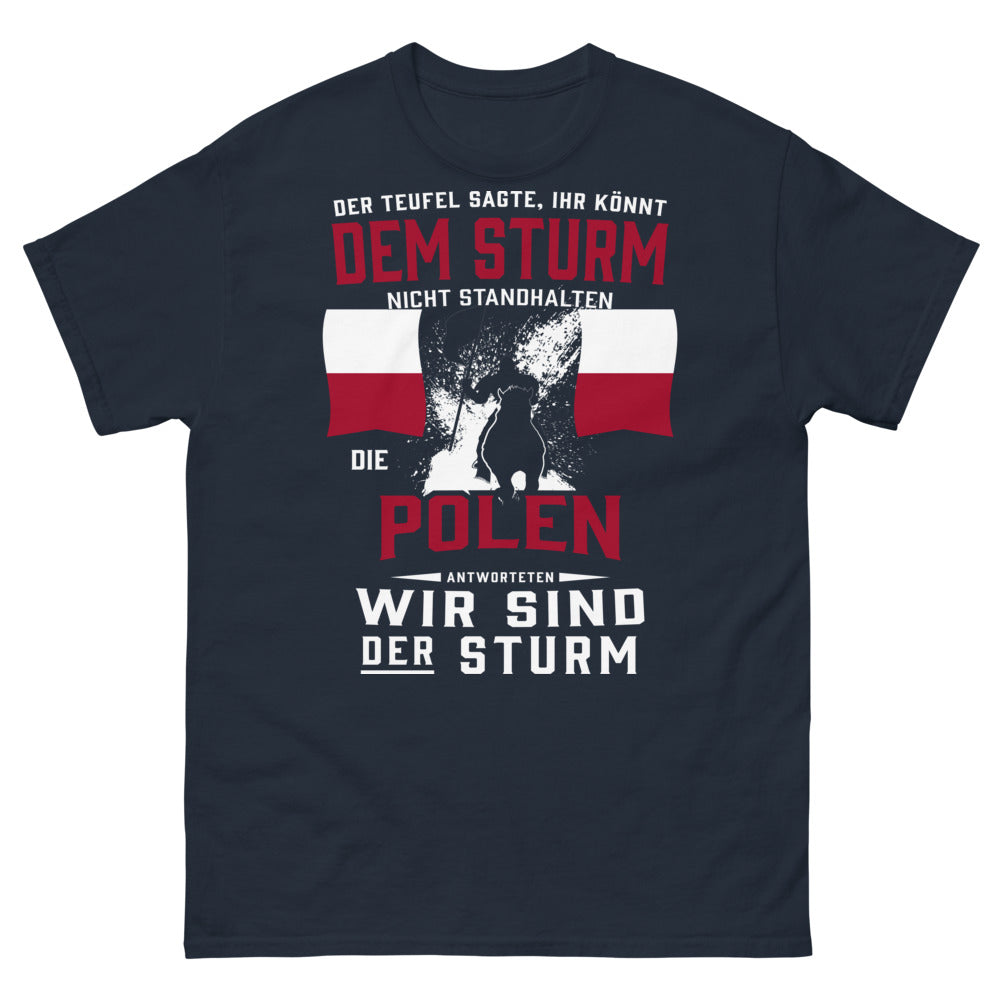 T-shirt Pologne marine face - Der Sturm design, fierté polonaise