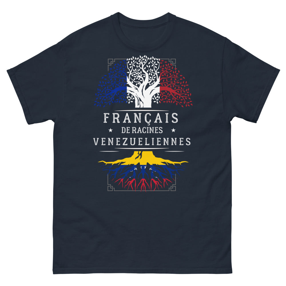 T-shirt Français de racines vénézuéliennes marine - héritage franco-vénézuélien