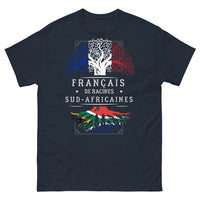 Thumbnail for T-shirt français de racines sud-africaines marine - double héritage affiché