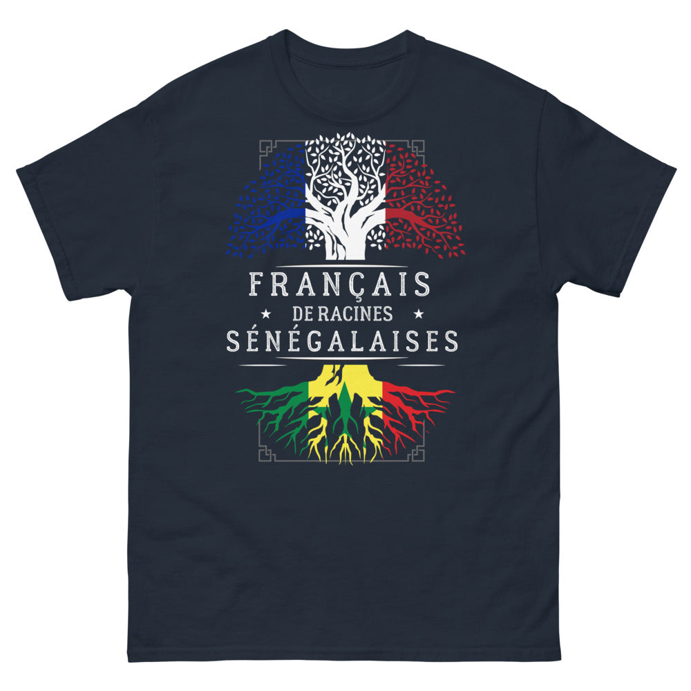 T-shirt Français de Racines Sénégalaises marine - double culture fière