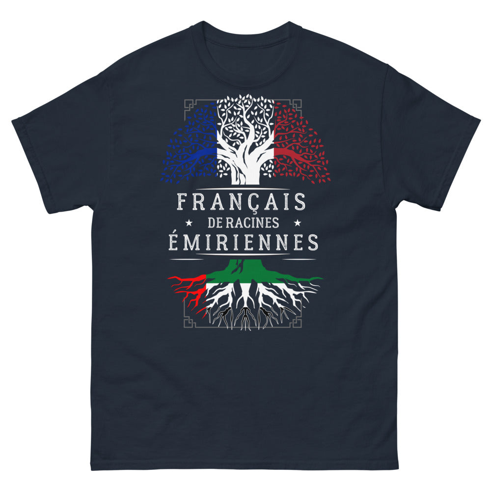 T-shirt Français de racines émiriennes marine - fierté et humour