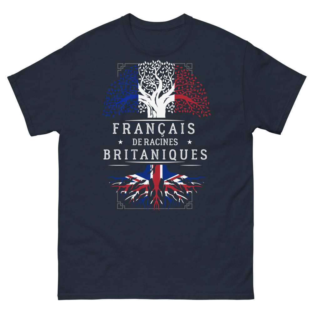 T-shirt Français de racines britanniques marine - fierté sombre