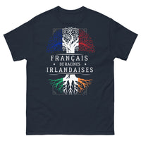 Thumbnail for T-shirt Français de Racines Irlandaises marine - baguette et trèfle