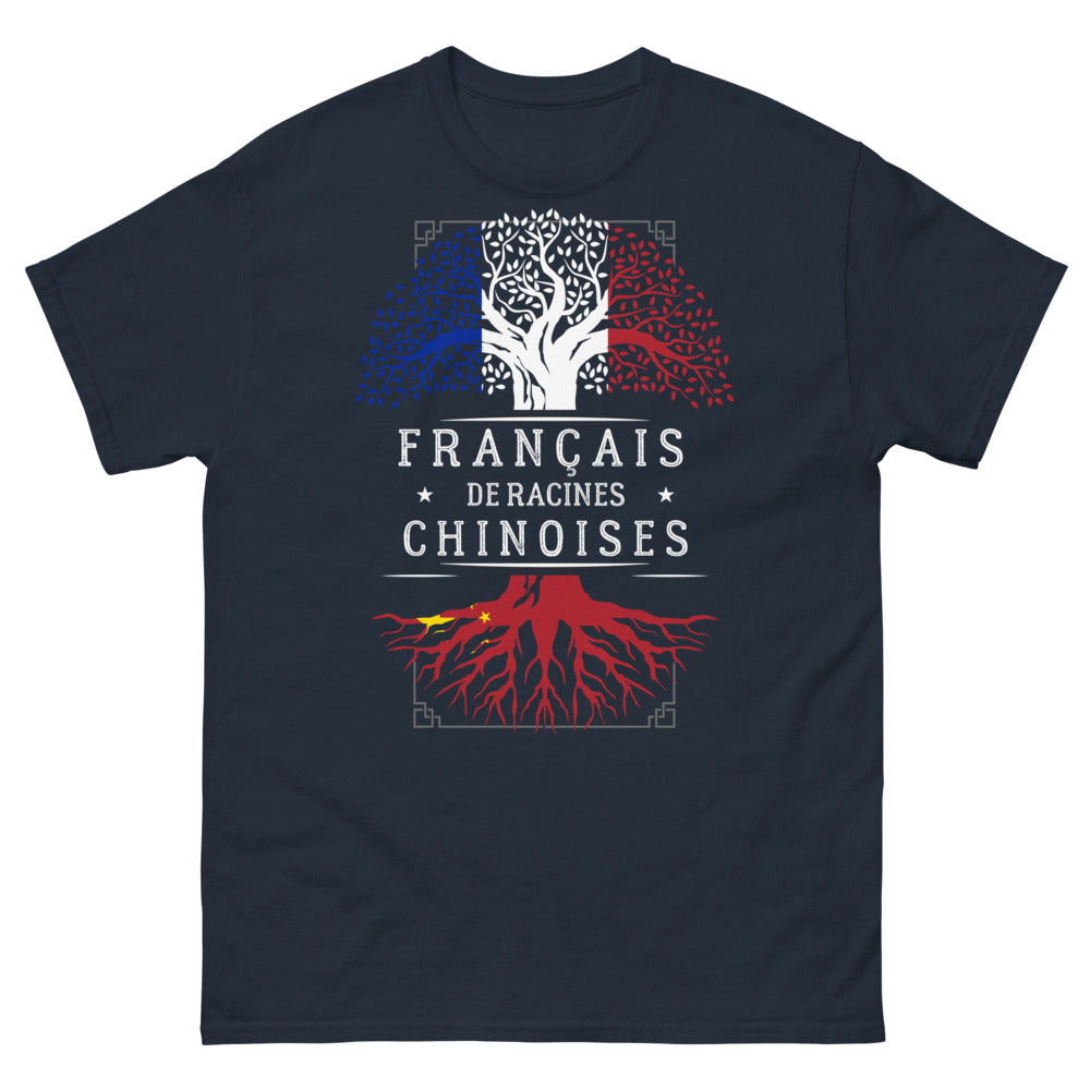 T-shirt Français de Racines chinoises marine - humour et origines fières