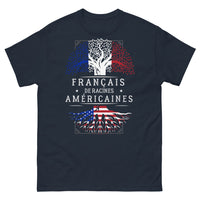 Thumbnail for T-shirt Français d'origine américaine marine - humour double patrimoine