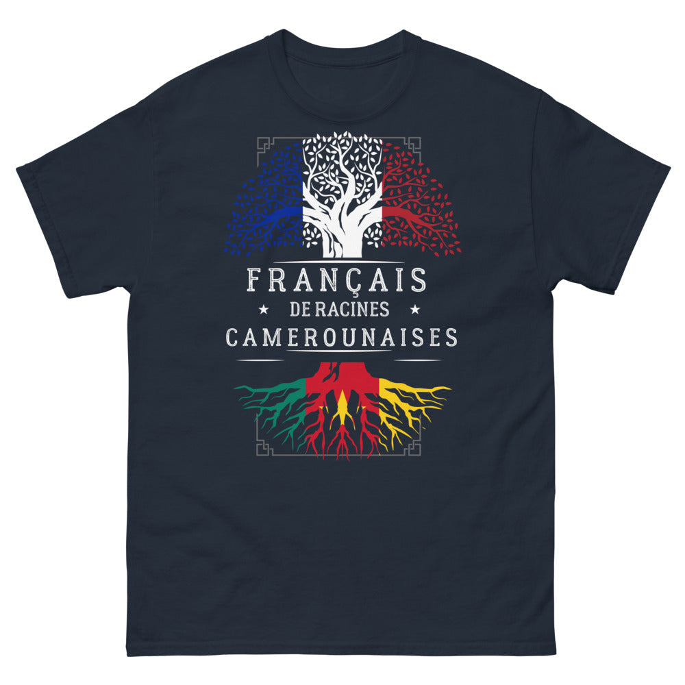 T-shirt Français de Racines Camerounaises bleu marine - double culture