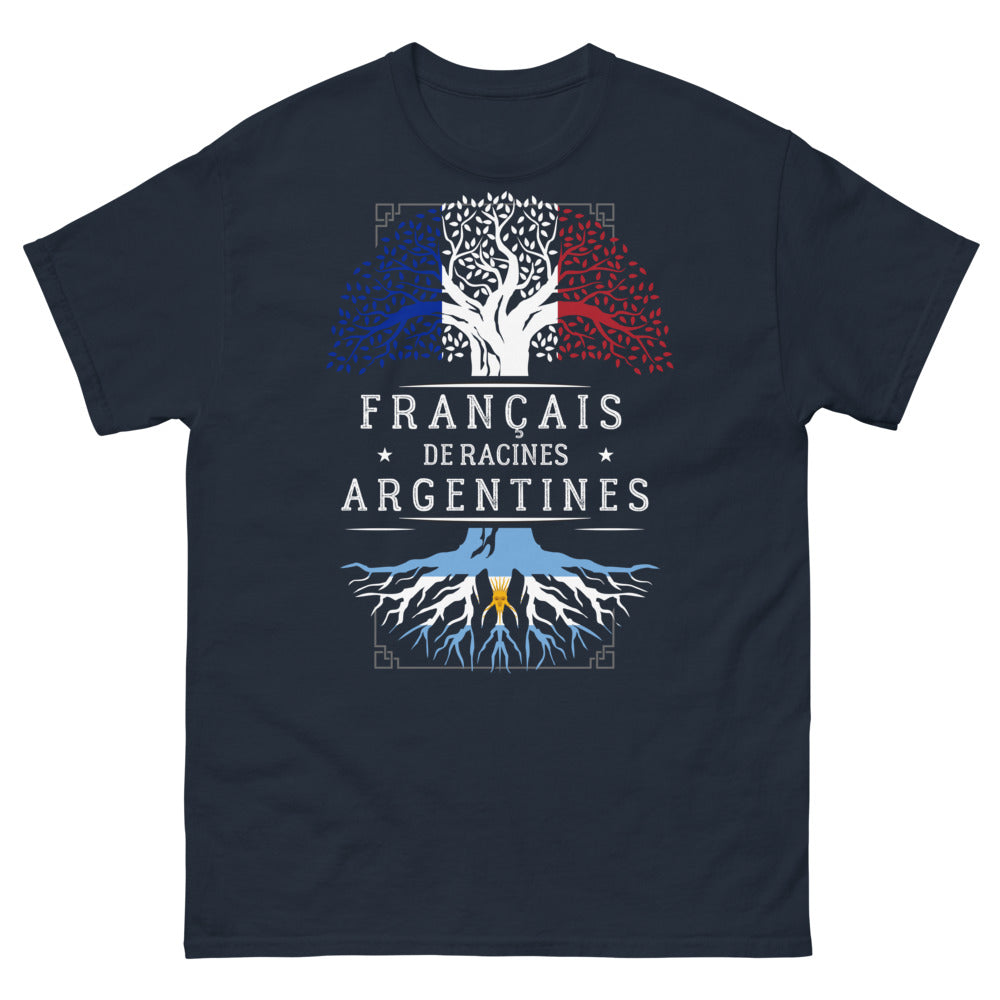 T-shirt français de racines argentines marine - fierté et humour