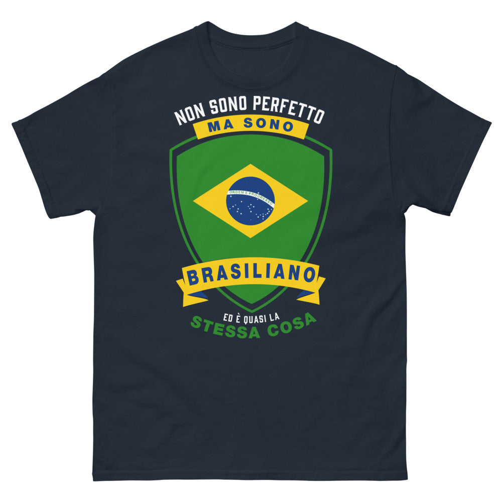 Maglietta Brasile blu navy - Non sono perfetto, ma sono brasiliano