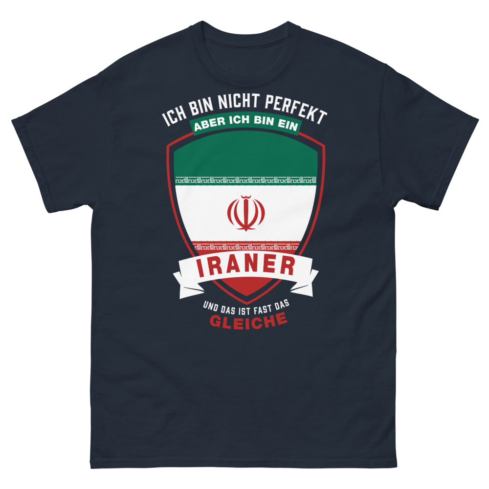 T-Shirt Iraner Marineblau Vorderseite - Ich bin Iraner – fast das Gleiche