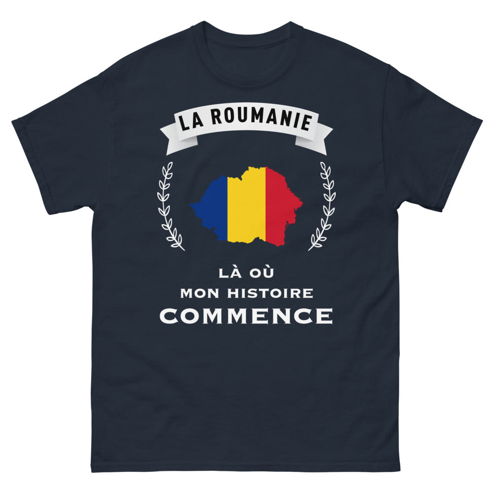 T-shirt Roumanie marine - Là où mon histoire commence