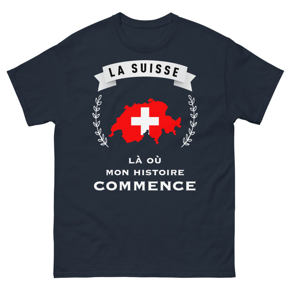 T-shirt Suisse marine - Là où commence mon histoire
