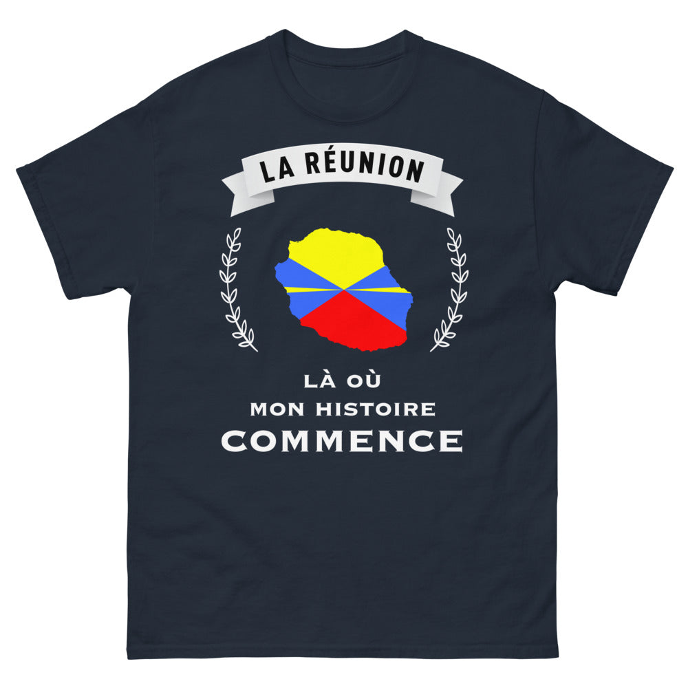 T-shirt La Réunion marine - Là où mon histoire commence