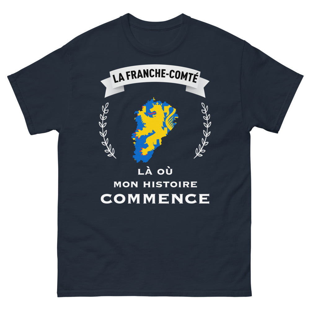 T-shirt Franche-Comté marine - Là où mon histoire commence