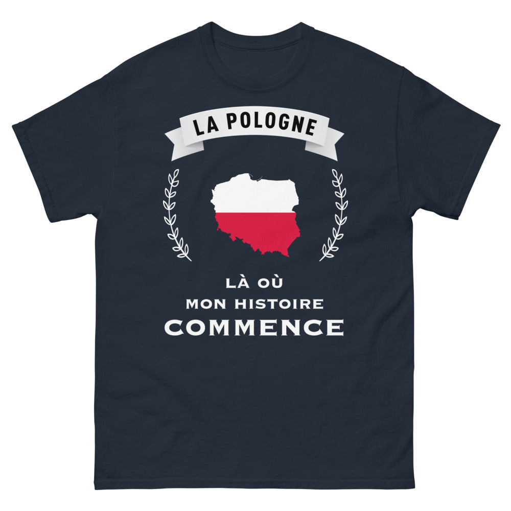 T-shirt Pologne marine - L'endroit où mon histoire commence