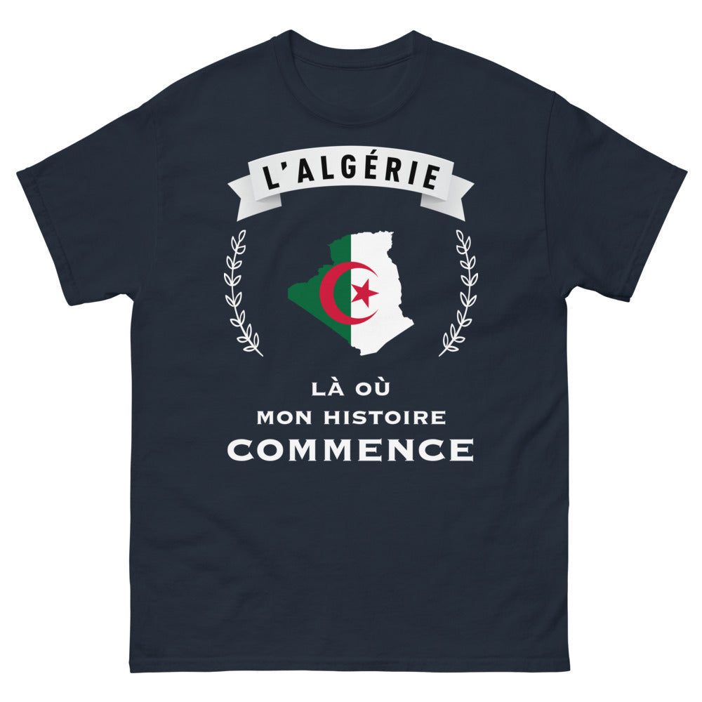 T-shirt Algérie marine face - Là où mon histoire commence