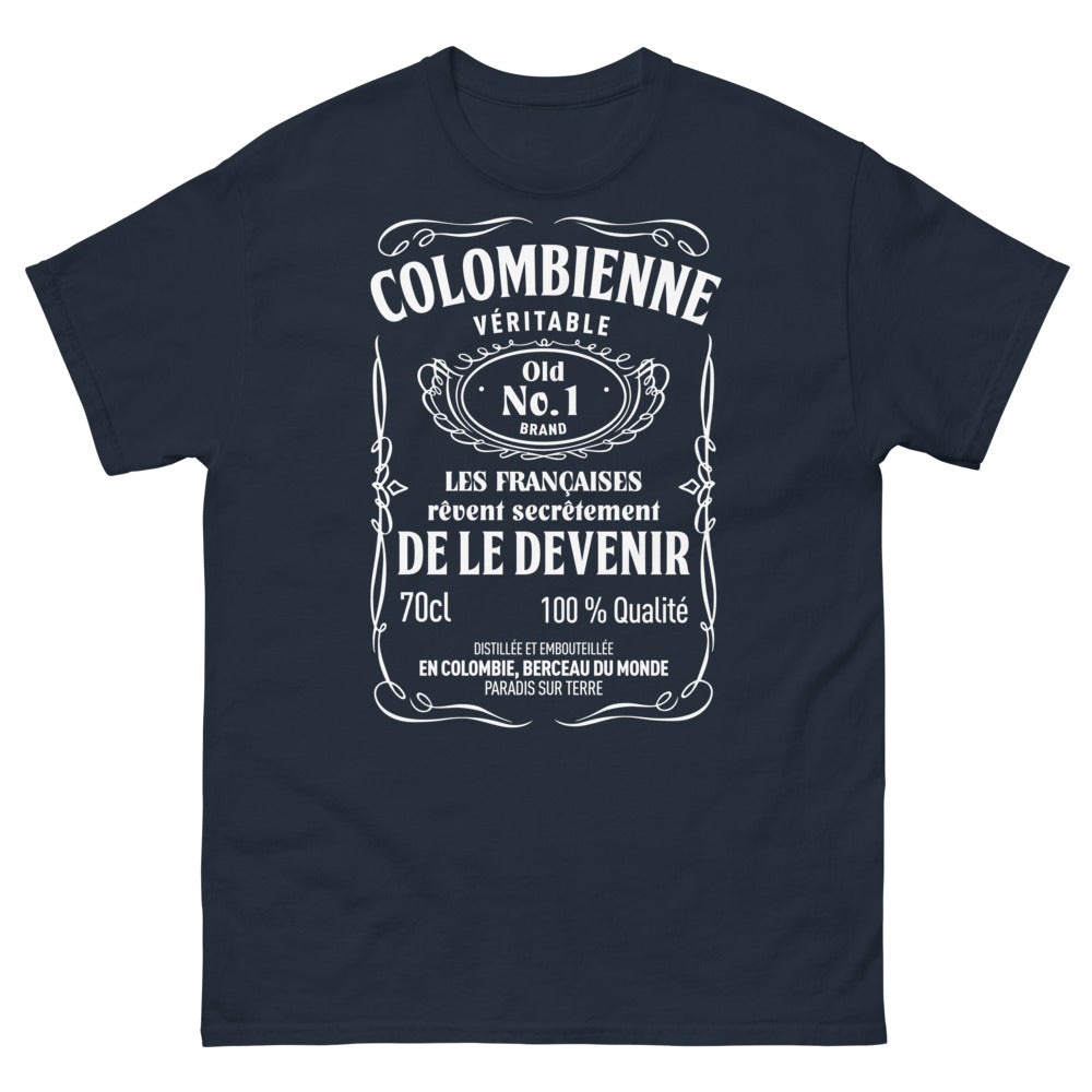 T-shirt Colombie marine - colombienne véritable, fierté distillée