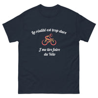 Thumbnail for T-shirt cycliste marine - La réalité est trop dure, je me tire faire du vélo