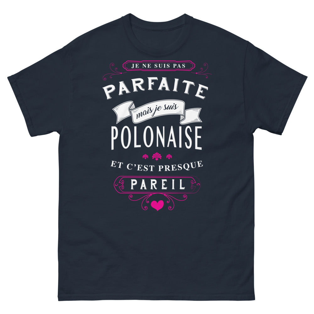 T-shirt polonais marine - presque parfaite et fière