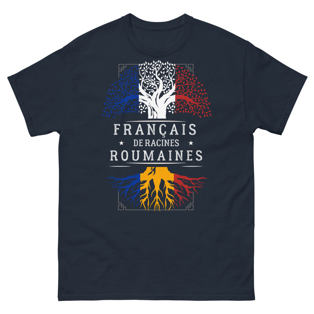 T-shirt Français de Racines Roumaines marine - fierté partagée