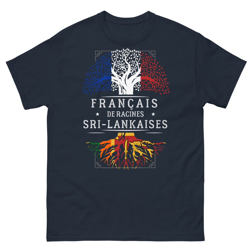 T-shirt Racines françaises et sri-lankaises marine face - fierté croisée
