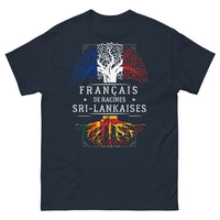 Thumbnail for T-shirt Racines françaises et sri-lankaises marine face - fierté croisée