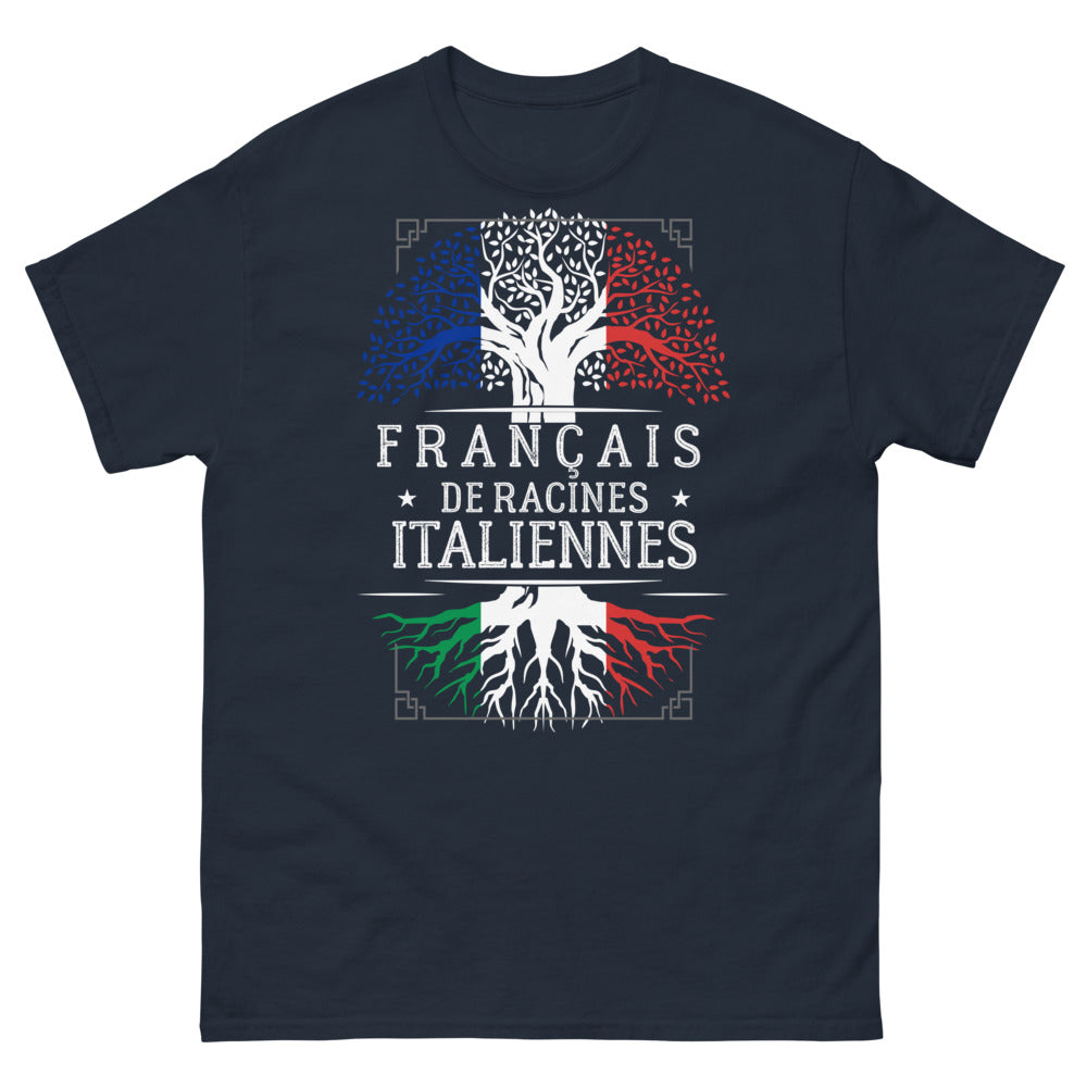 T-shirt Français de Racines Italiennes marine - esprit franco-italien