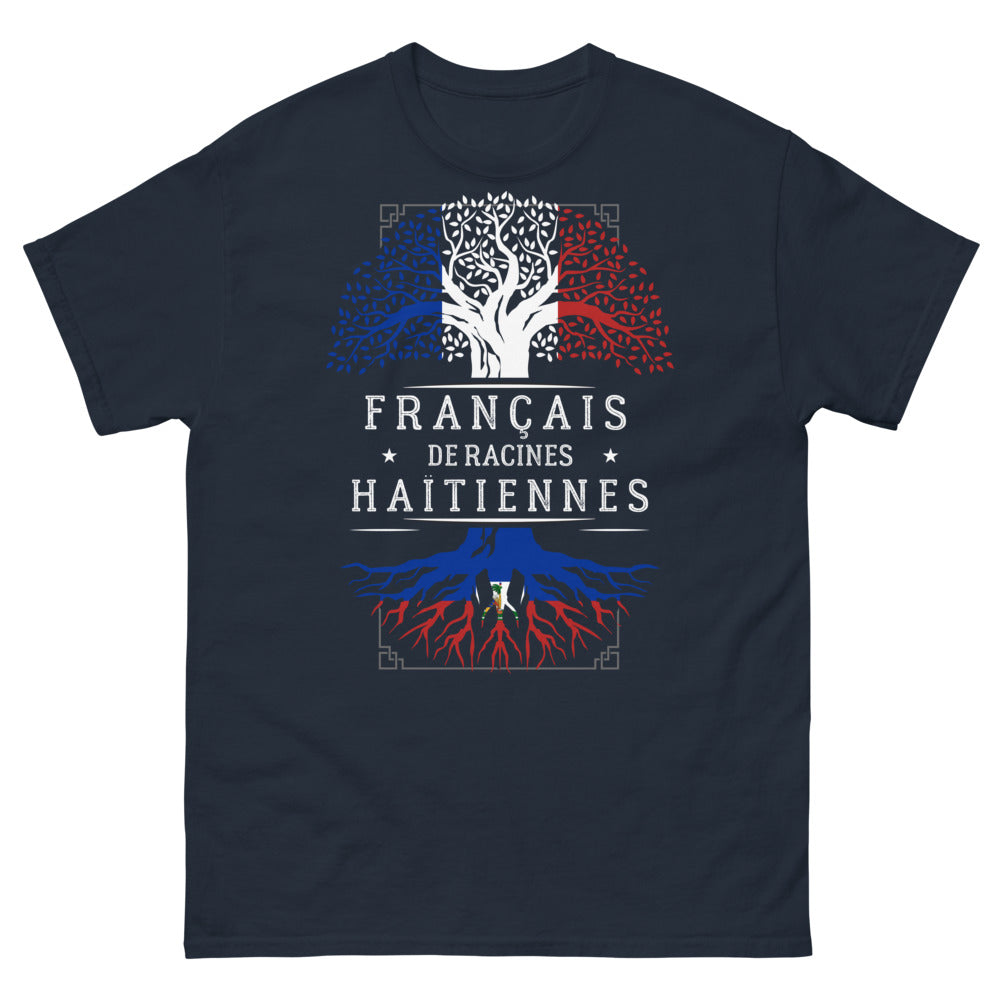 T-shirt Français de racines haïtiennes marine - design sombre