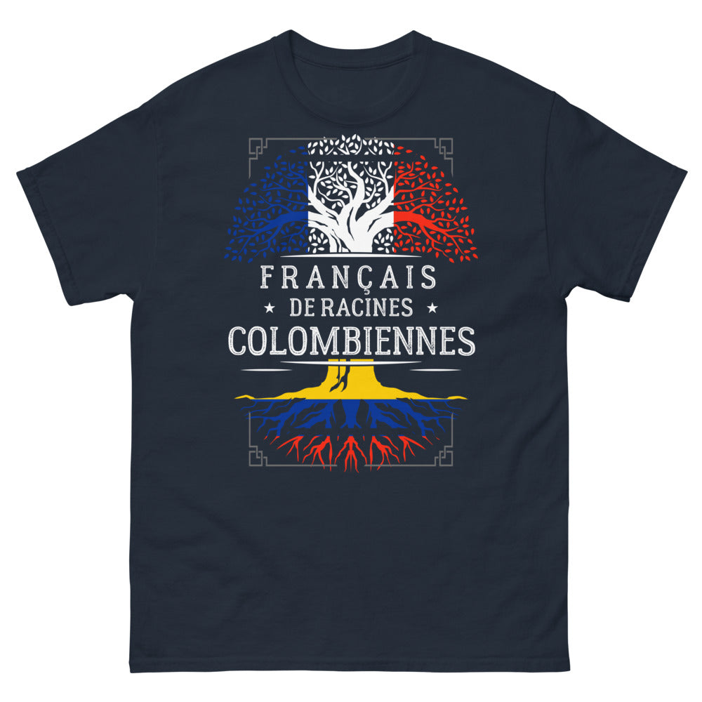 T-shirt français de racines colombiennes marine - diversité et fierté