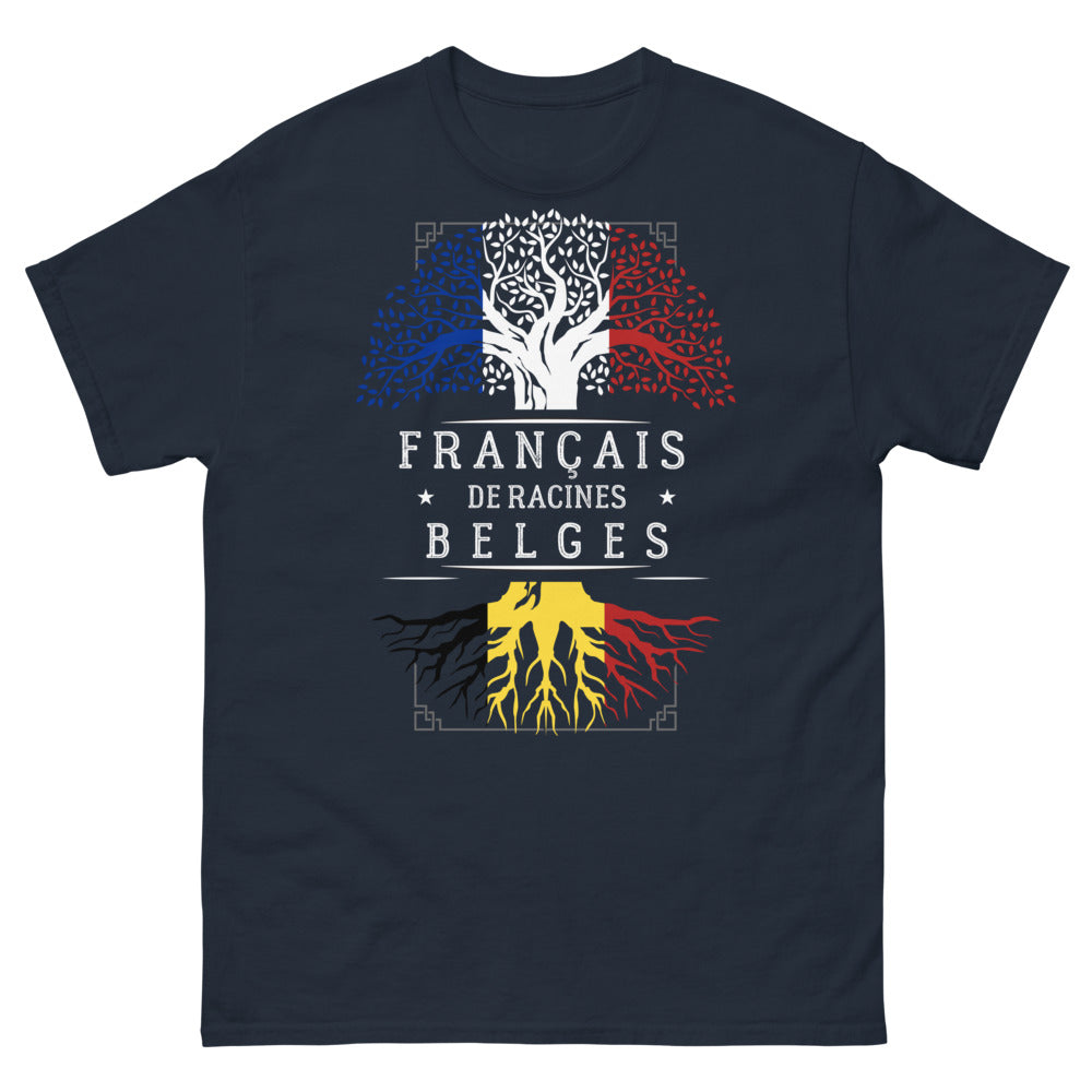 T-shirt Français de racines belges marine - humour et fierté