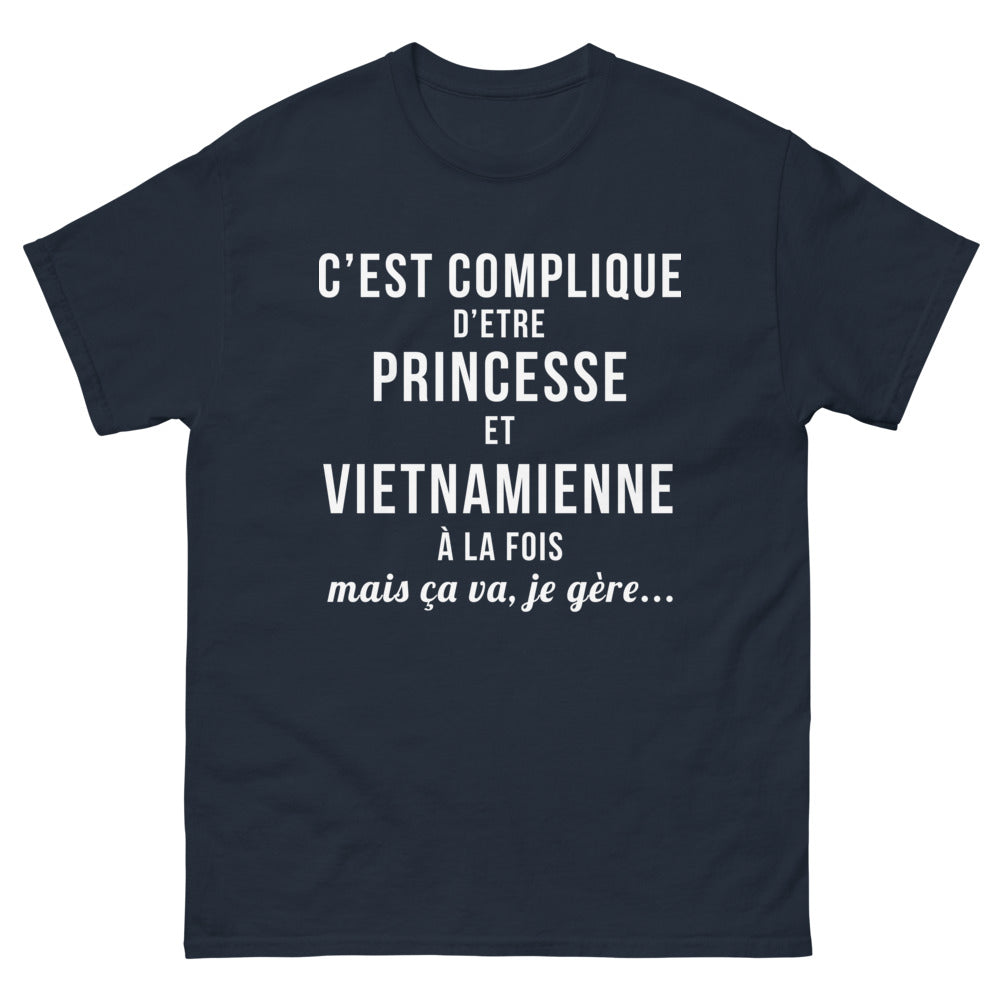 T-shirt vietnamienne marine face - C’est compliqué d’être princesse mais je gère